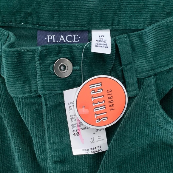 Children’s Place Green Stretch Corduroy Pants NWT - Picture 2 of 5
